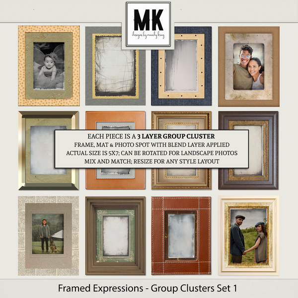 Framed Expressions - Group Clusters Set 1 Digital Art - Digital Scrapbooking Kits