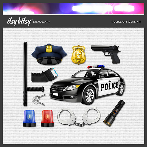 Police Officers Kit Digital Art - Digital Scrapbooking Kits