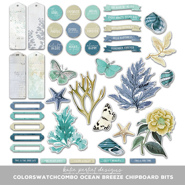 Color Swatch Combo Ocean Breeze Chipboard Bits Digital Art - Digital Scrapbooking Kits