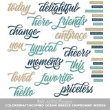 Color Swatch Combo Ocean Breeze Chipboard Words
