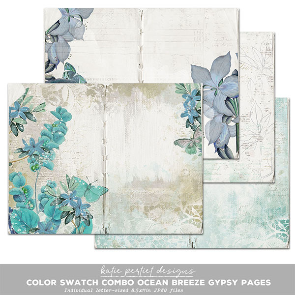 Color Swatch Combo Ocean Breeze Gypsy Journal Pages Digital Art - Digital Scrapbooking Kits