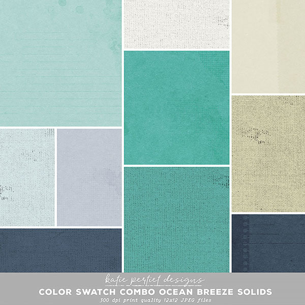 Color Swatch Combo Ocean Breeze Solids Digital Art - Digital Scrapbooking Kits