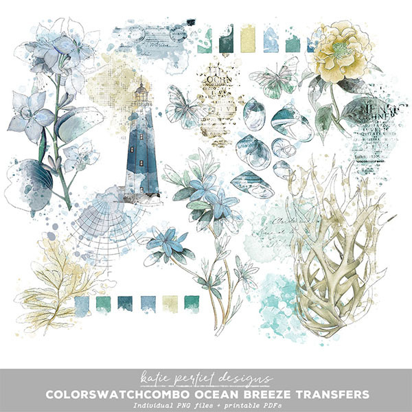 Color Swatch Combo Ocean Breeze Transfers Digital Art - Digital Scrapbooking Kits