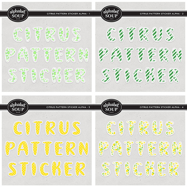 Citrus Pattern Sticker Alpha Bundle Digital Art - Digital Scrapbooking Kits