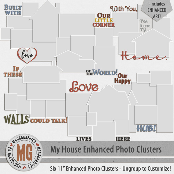 My House Enhanced Photo Clusters Digital Art - Digital Scrapbooking Kits