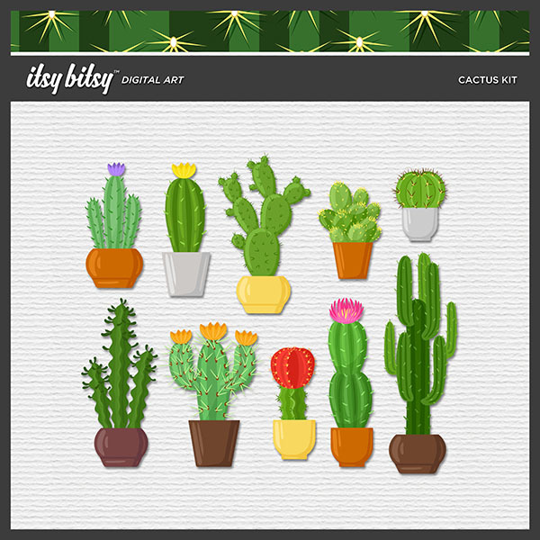 Cactus Kit Digital Art - Digital Scrapbooking Kits
