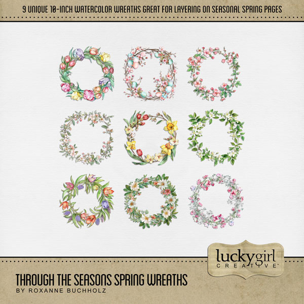 Through the Seasons Spring Wreaths Digital Art - Digital Scrapbooking Kits