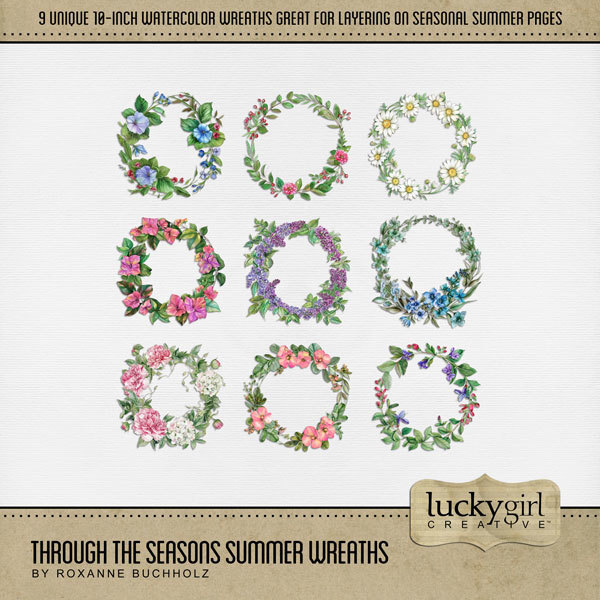 Through the Seasons Summer Wreaths Digital Art - Digital Scrapbooking Kits