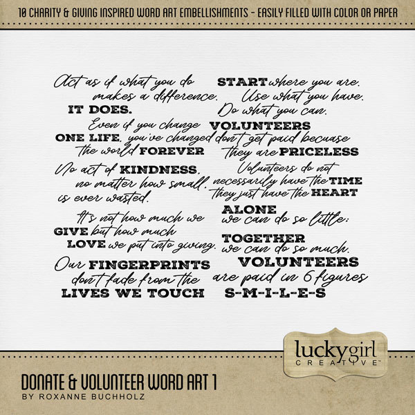 Donate & Volunteer Word Art 1 Digital Art - Digital Scrapbooking Kits