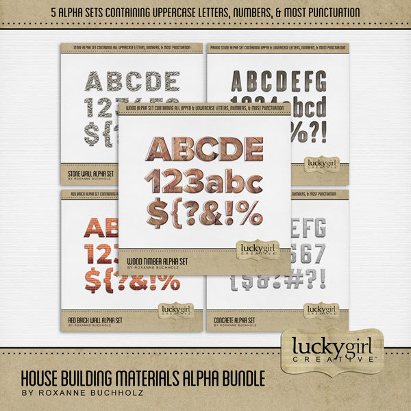 House Building Materials Alpha Bundle Digital Art - Digital Scrapbooking Kits