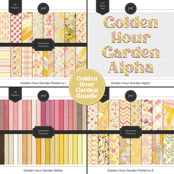 Golden Hour Garden Bundle Digital Art - Digital Scrapbooking Kits