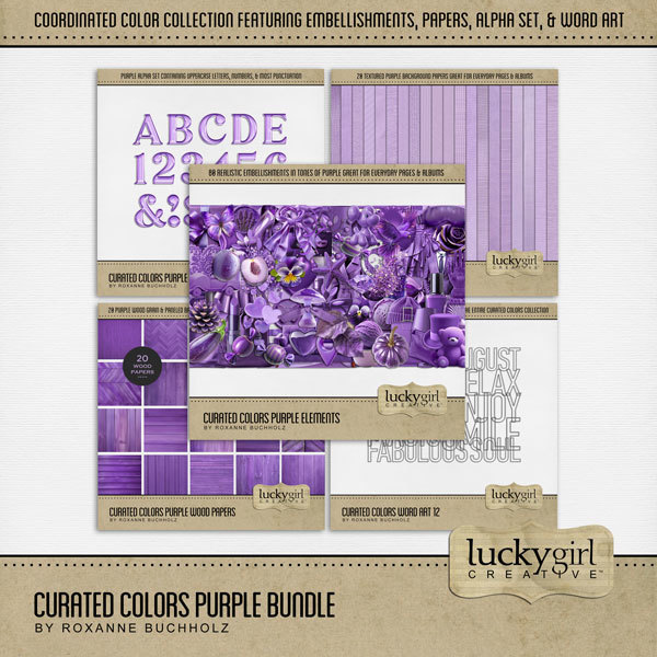Curated Colors Purple Bundle Digital Art - Digital Scrapbooking Kits