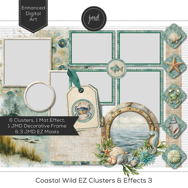Coastal Wild EZ Clusters & Effects 3 Digital Art - Digital Scrapbooking Kits