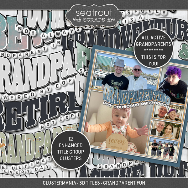 ClusterMania - 3D Titles - Grandparent Fun Digital Art - Digital Scrapbooking Kits