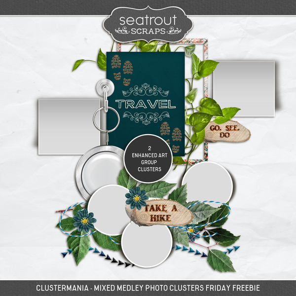 ClusterMania - Mixed Medley Photo Clusters Friday Freebie Digital Art - Digital Scrapbooking Kits