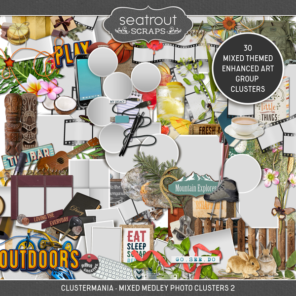 ClusterMania - Mixed Medley Photo Clusters 2 Digital Art - Digital Scrapbooking Kits