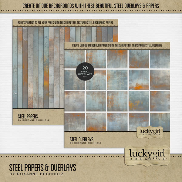 Steel Papers & Overlays Digital Art - Digital Scrapbooking Kits