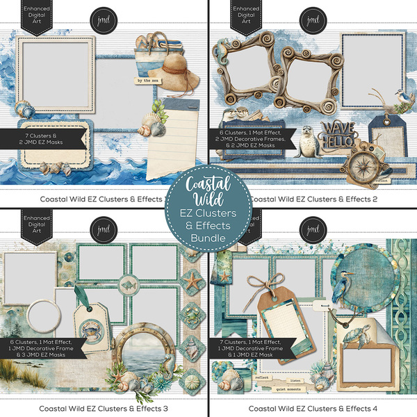 Coastal Wild EZ Clusters & Effects Bundle Digital Art - Digital Scrapbooking Kits