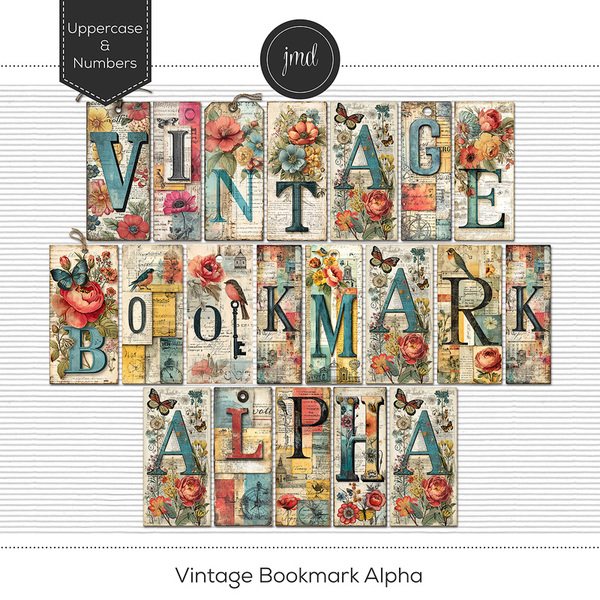 Vintage Bookmark Alpha Digital Art - Digital Scrapbooking Kits