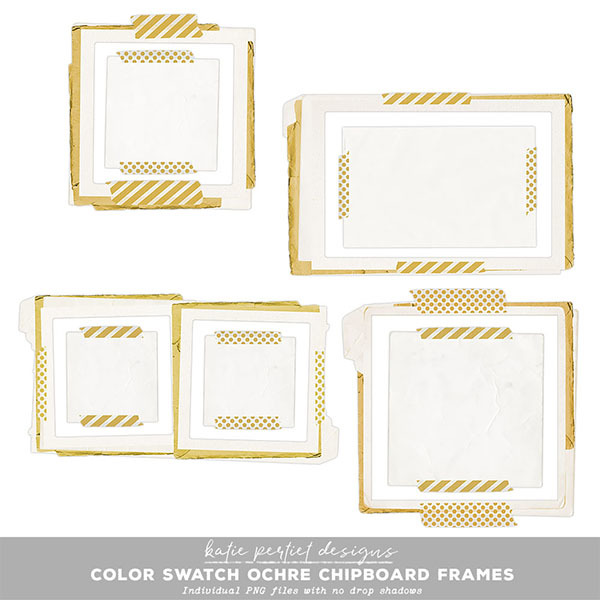 Color Swatch Ochre Chipboard Frames Digital Art - Digital Scrapbooking Kits