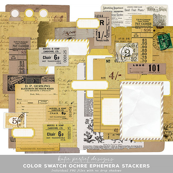 Color Swatch Ochre Ephemera Stackers Digital Art - Digital Scrapbooking Kits