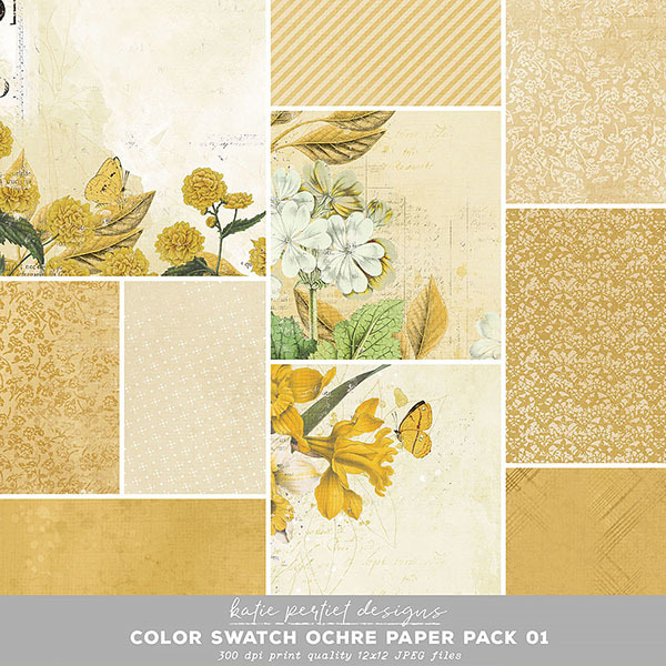 Color Swatch Ochre Paper Pack 01 Digital Art - Digital Scrapbooking Kits
