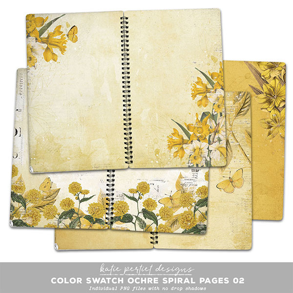 Color Swatch Ochre Spiral Pages 02 Digital Art - Digital Scrapbooking Kits