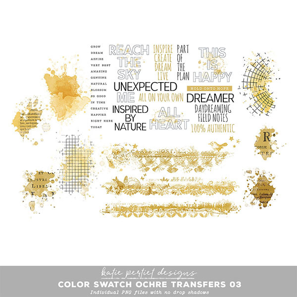 Color Swatch Ochre Transfers 03 Digital Art - Digital Scrapbooking Kits