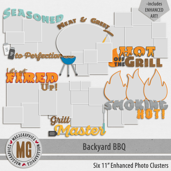 Backyard BBQ Enhanced Photo Clusters Digital Art - Digital Scrapbooking Kits
