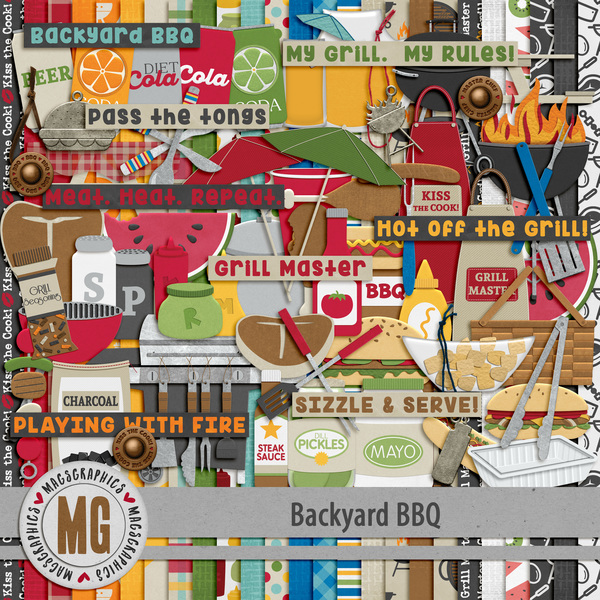 Backyard BBQ Kit Digital Art - Digital Scrapbooking Kits