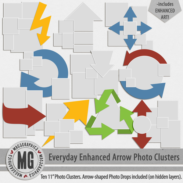Everyday Enhanced Arrow Photo Clusters Digital Art - Digital Scrapbooking Kits