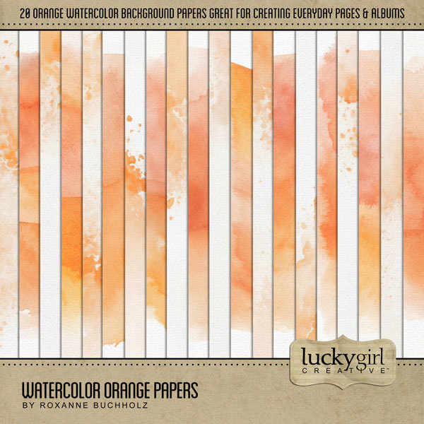 Watercolor Orange Papers Digital Art - Digital Scrapbooking Kits