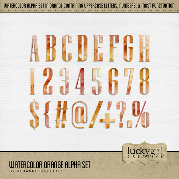Watercolor Orange Alpha Set Digital Art - Digital Scrapbooking Kits