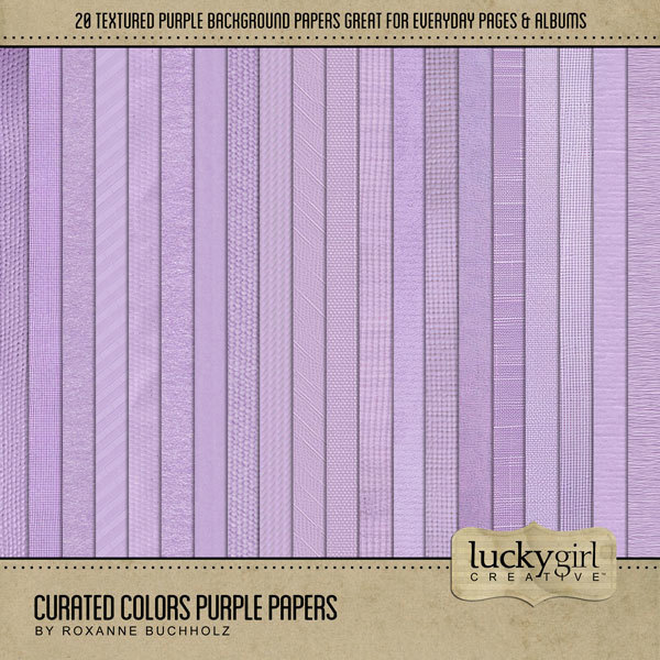 Curated Colors Purple Papers Digital Art - Digital Scrapbooking Kits
