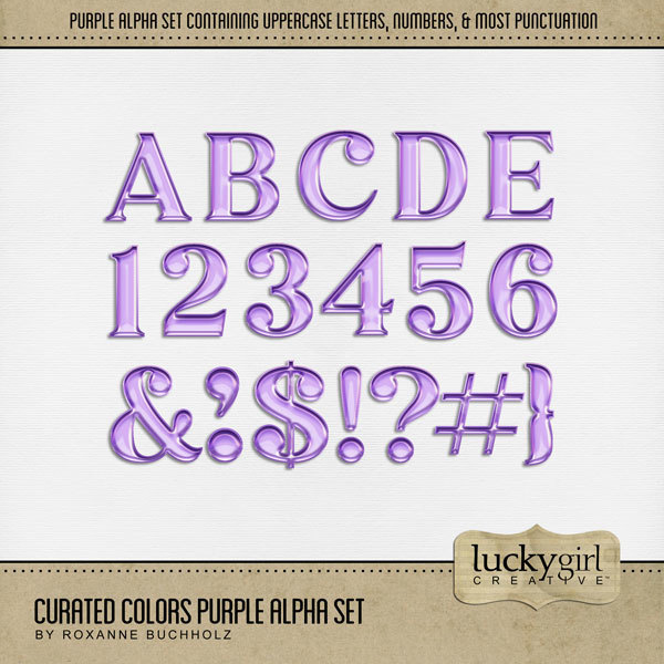 Curated Colors Purple Alpha Set Digital Art - Digital Scrapbooking Kits
