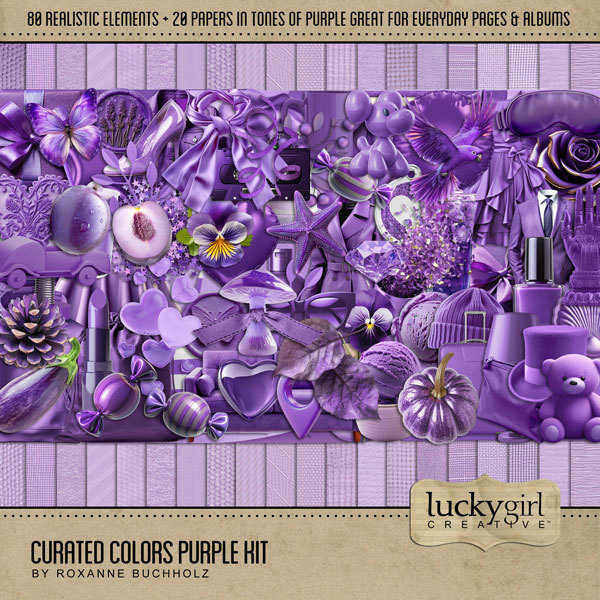 Curated Colors Purple Kit Digital Art - Digital Scrapbooking Kits