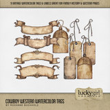 Cowboy Western Watercolor Tags