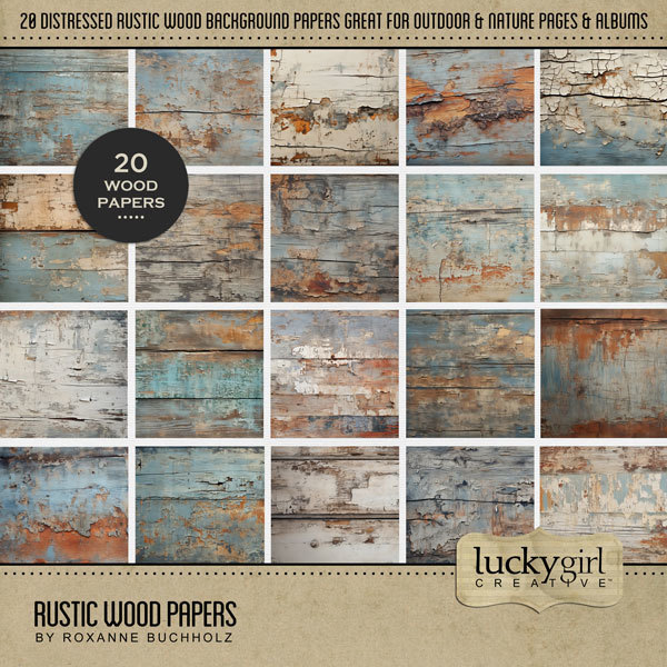 Rustic Wood Papers Digital Art - Digital Scrapbooking Kits