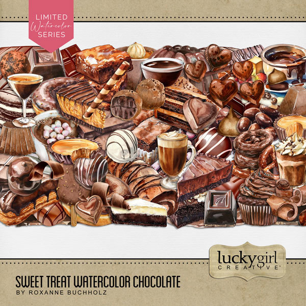 Sweet Treat Watercolor Chocolate Digital Art - Digital Scrapbooking Kits