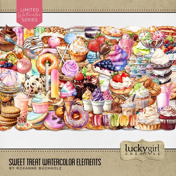 Sweet Treat Watercolor Elements Digital Art - Digital Scrapbooking Kits