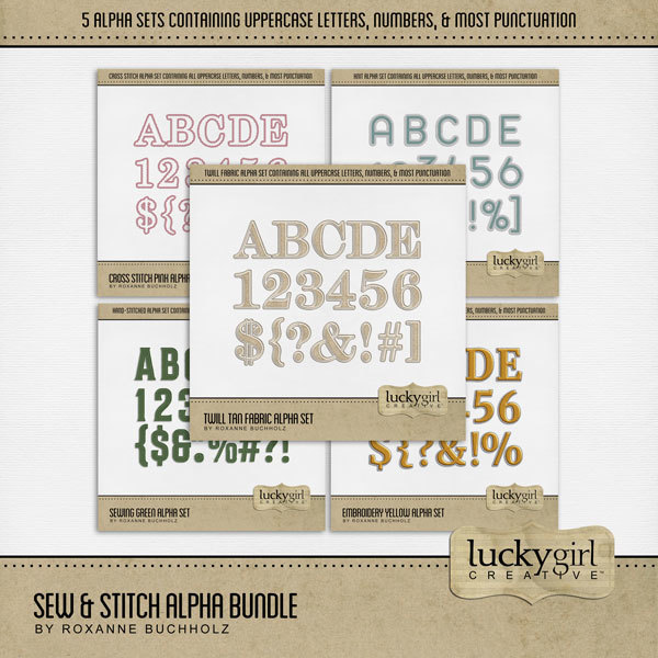 Sew & Stitch Alpha Bundle Digital Art - Digital Scrapbooking Kits