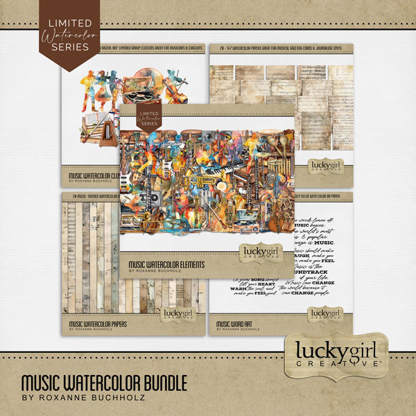Music Watercolor Bundle Digital Art - Digital Scrapbooking Kits