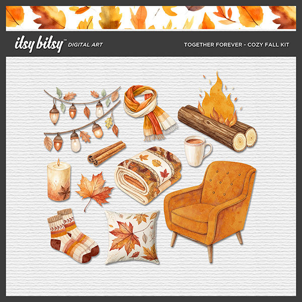Together FOREVER - Cozy Fall Kit Digital Art - Digital Scrapbooking Kits