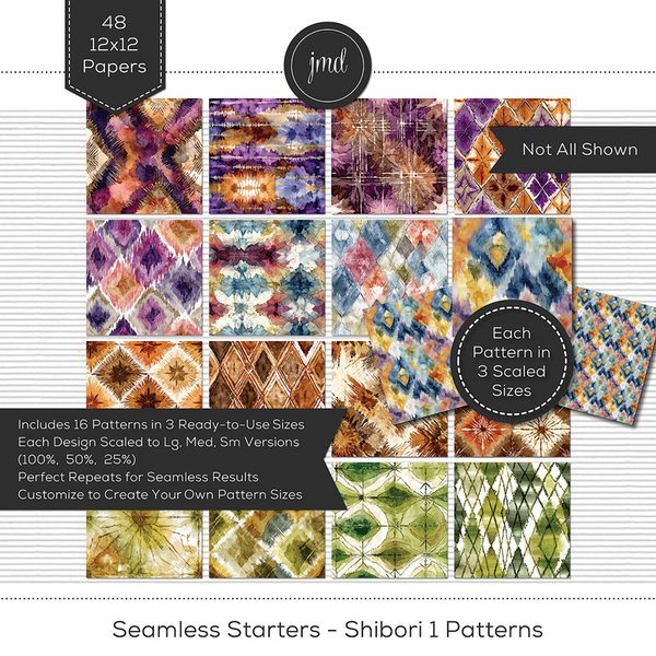 Seamless Starters - Shibori 1 Patterns Digital Art - Digital Scrapbooking Kits