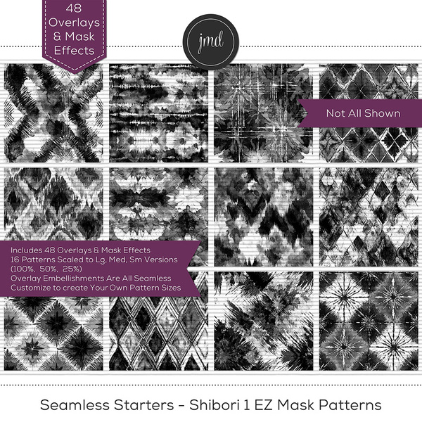 Seamless Starters - Shibori 1 EZ Mask Patterns Digital Art - Digital Scrapbooking Kits