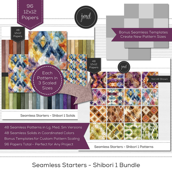 Seamless Starters - Shibori 1 Bundle Digital Art - Digital Scrapbooking Kits