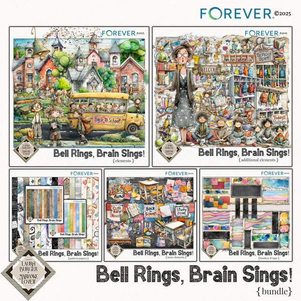 Bell Rings, Brain Sings! Bundle Digital Art - Digital Scrapbooking Kits