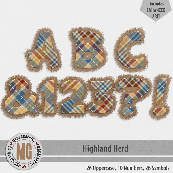 Highland Herd Alpha Digital Art - Digital Scrapbooking Kits