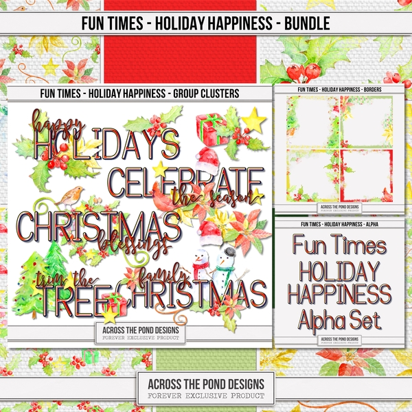 Fun Times - Holiday Happiness Bundle Digital Art - Digital Scrapbooking Kits