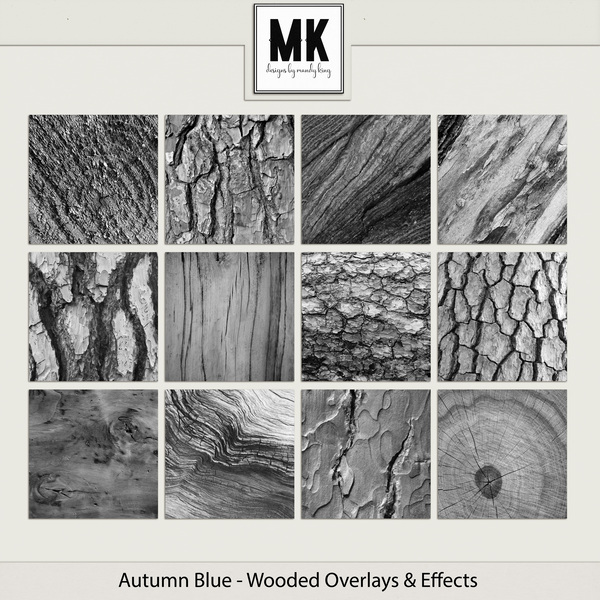 Autumn Blue - Wooded Overlays & Effects Digital Art - Digital Scrapbooking Kits